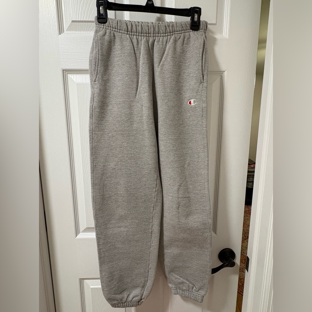 Champion classic logo baggy sweatpants grey size XS elastic cuffed reverse weave